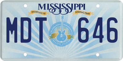 MS license plate MDT646