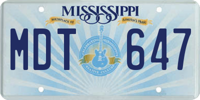 MS license plate MDT647