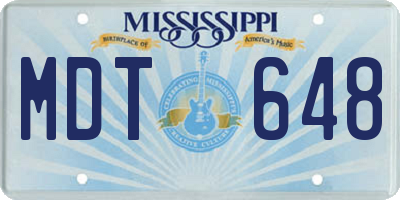 MS license plate MDT648