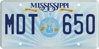 MS license plate MDT650