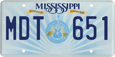 MS license plate MDT651