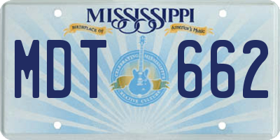 MS license plate MDT662