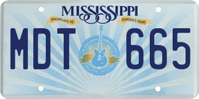 MS license plate MDT665