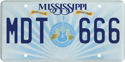 MS license plate MDT666