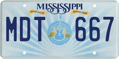 MS license plate MDT667