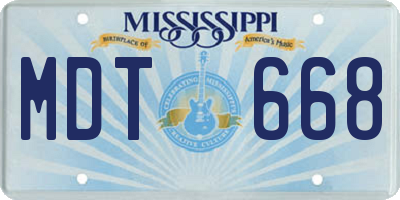 MS license plate MDT668