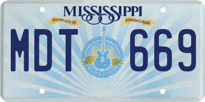MS license plate MDT669
