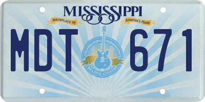 MS license plate MDT671