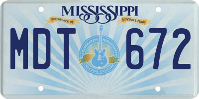 MS license plate MDT672