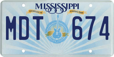 MS license plate MDT674