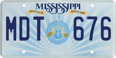 MS license plate MDT676