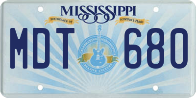 MS license plate MDT680