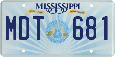 MS license plate MDT681
