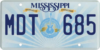 MS license plate MDT685