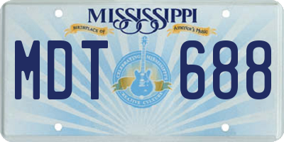 MS license plate MDT688