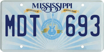 MS license plate MDT693