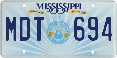 MS license plate MDT694