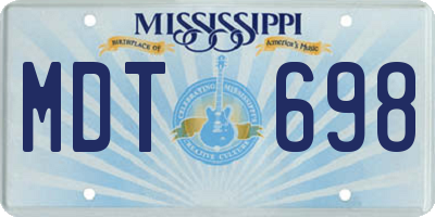 MS license plate MDT698