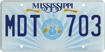 MS license plate MDT703