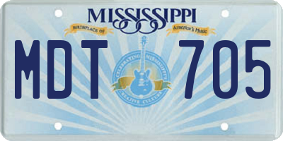 MS license plate MDT705