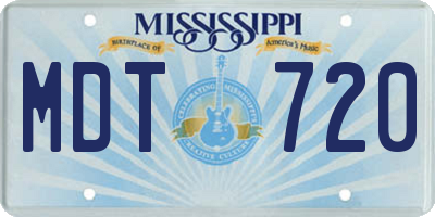 MS license plate MDT720