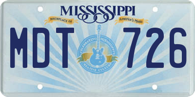 MS license plate MDT726