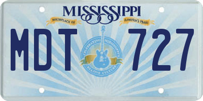 MS license plate MDT727