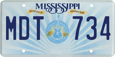 MS license plate MDT734