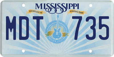MS license plate MDT735