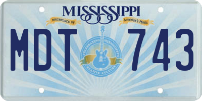 MS license plate MDT743