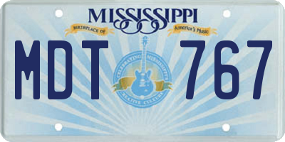 MS license plate MDT767