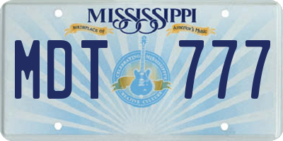 MS license plate MDT777