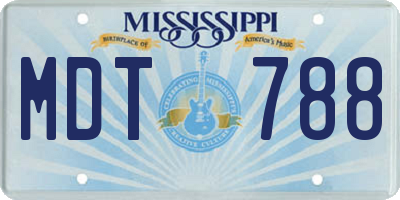 MS license plate MDT788