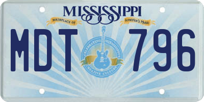 MS license plate MDT796