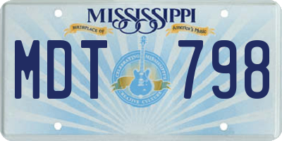 MS license plate MDT798