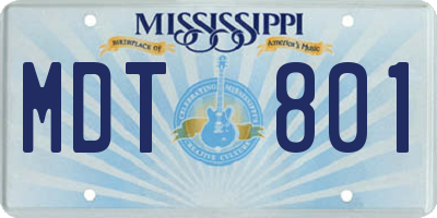 MS license plate MDT801