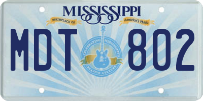 MS license plate MDT802