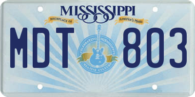MS license plate MDT803