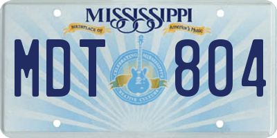 MS license plate MDT804