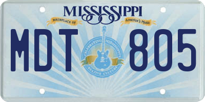 MS license plate MDT805