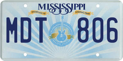 MS license plate MDT806