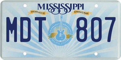 MS license plate MDT807