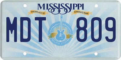 MS license plate MDT809