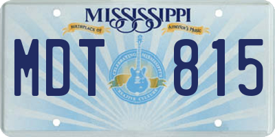 MS license plate MDT815