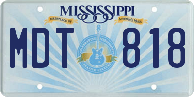 MS license plate MDT818