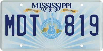 MS license plate MDT819