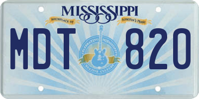MS license plate MDT820