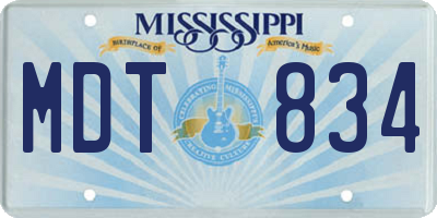 MS license plate MDT834