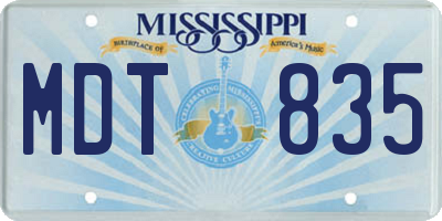 MS license plate MDT835