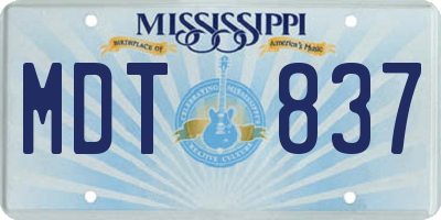 MS license plate MDT837